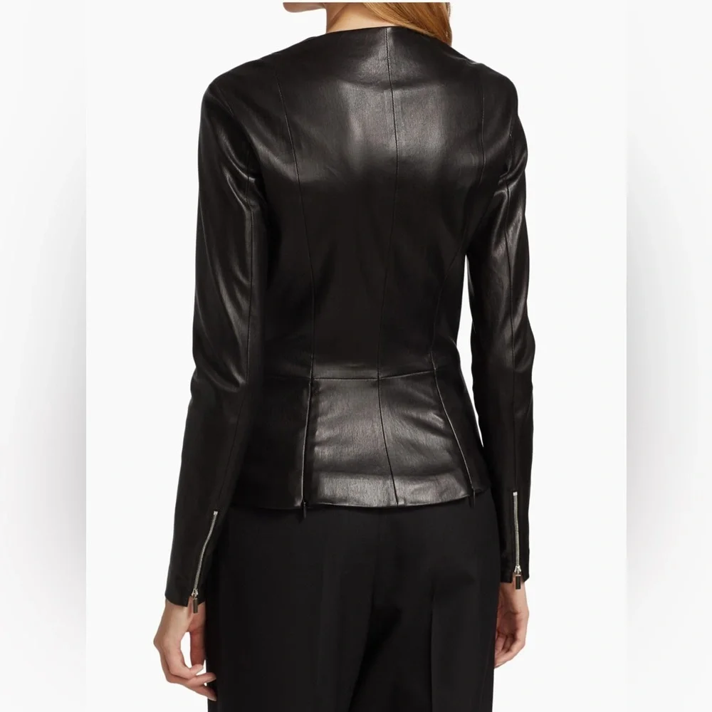 The Row Anasta Bonded Leather Jacket - Picture 4 of 12